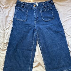 Anthropology Maeve Dark Blue Wide-Leg Jeans